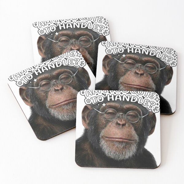 Item preview, "Am I Too Cute To Handle?" Sarcastic Chimp wearing Glasses Design designed and sold by Khennshe-Designs.