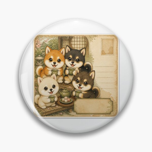 Item preview, Shiba Inu Tea House Vintage Postcard designed and sold by Kawaii Matcha Studio.