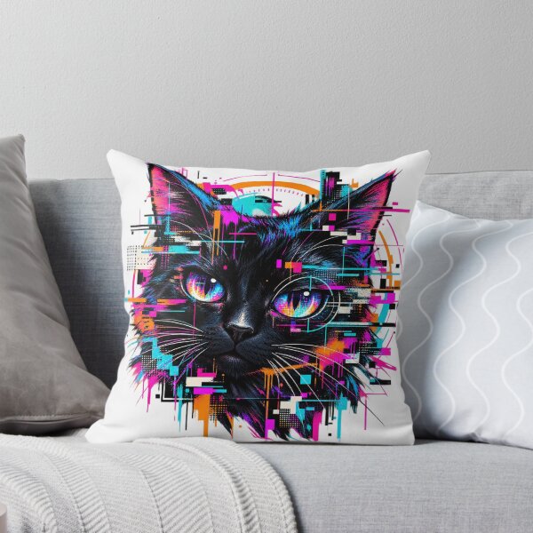 Item preview, Cyberpunk Glitch Cat – Neon Digital Identity Error Art designed and sold by The Silly Grumpy Society.