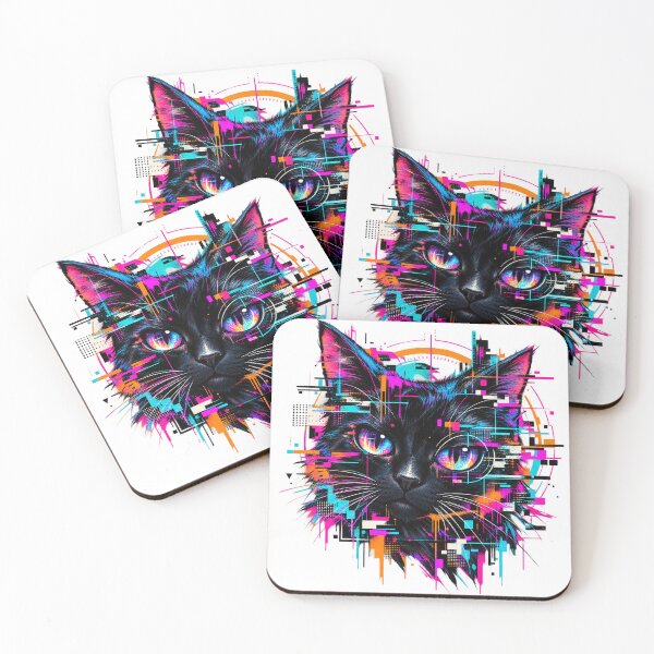 Item preview, Cyberpunk Glitch Cat – Neon Digital Identity Error Art designed and sold by The Silly Grumpy Society.