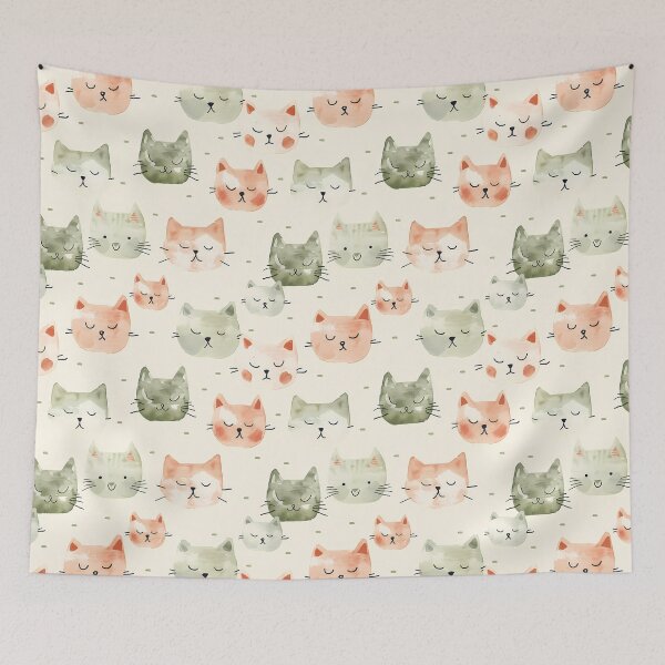 Item preview, Minimalist Watercolor Sleeping Cats Seamless Pattern designed and sold by Phongphut.