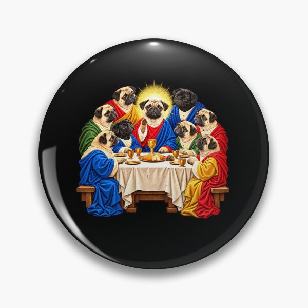 Item preview, Funny Pug Banquet in a Sacred Scene designed and sold by elderberry.