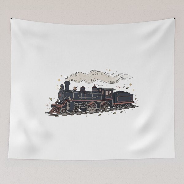 Item preview, Vintage Steam Train Illustration At Night designed and sold by DariaOltes.