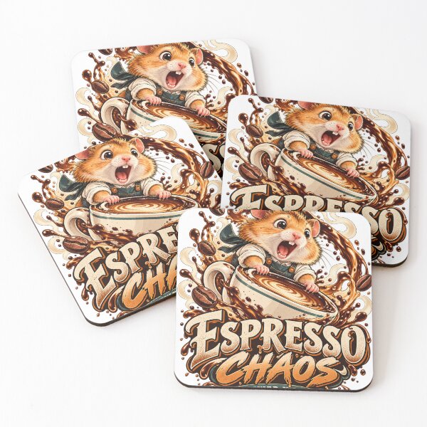 Item preview, Espresso Chaos – Brewed Wild Caffeinated Hamster Badge designed and sold by ZayCreates.