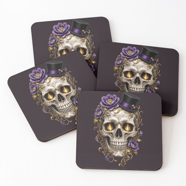 Item preview, Skull with top hat and flowers designed and sold by design-rebell.