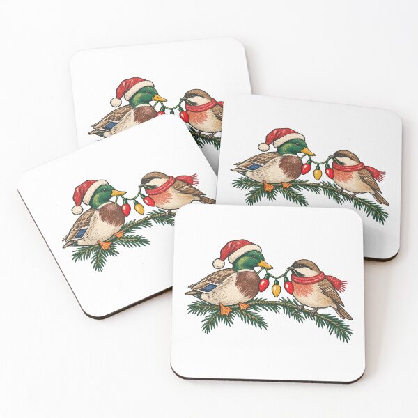 Item preview, Christmas Duck and Chickadee Santa Hat Holiday Lights Vintage designed and sold by Kladhadredo.