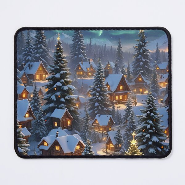 Item preview, Magical Christmas Village Under Aurora Borealis designed and sold by MarionsArt.