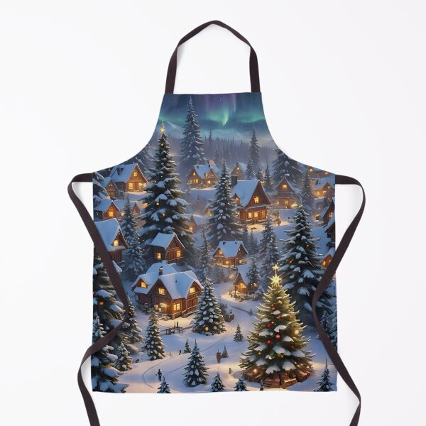 Item preview, Magical Christmas Village Under Aurora Borealis designed and sold by MarionsArt.