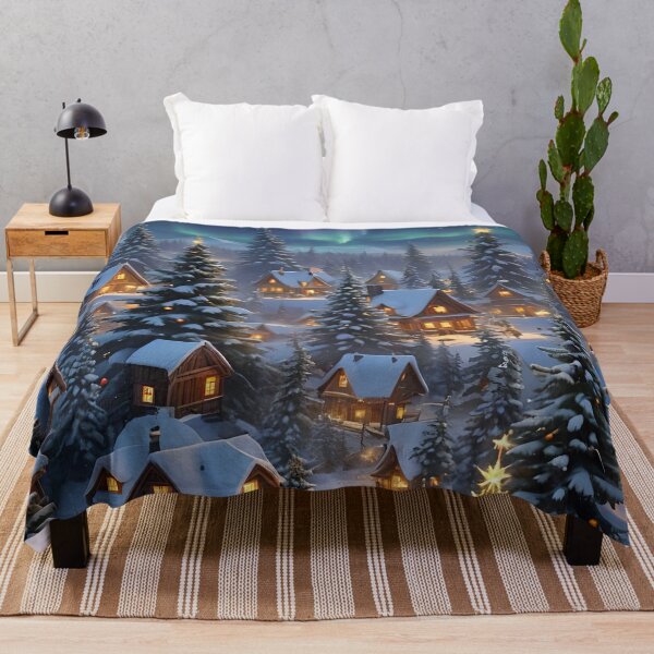 Item preview, Magical Christmas Village Under Aurora Borealis designed and sold by MarionsArt.