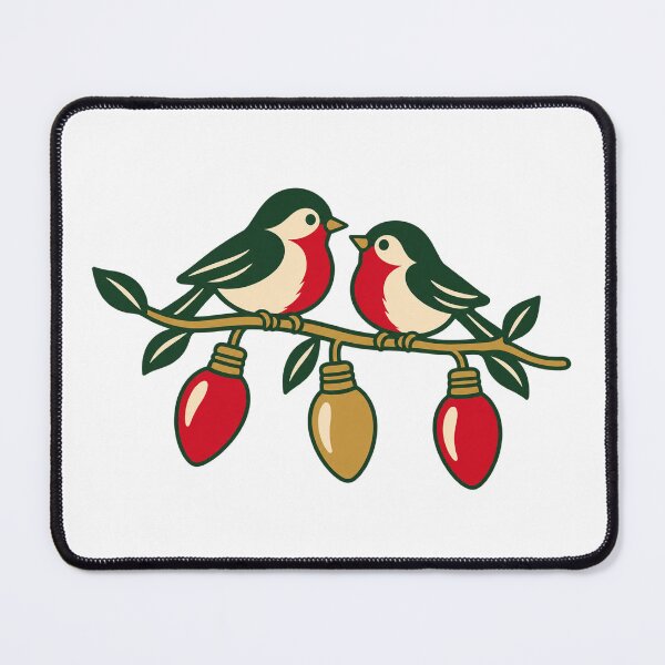 Item preview, Cute Christmas Robins on Branch Holiday Lights Retro Christmas designed and sold by Kladhadredo.