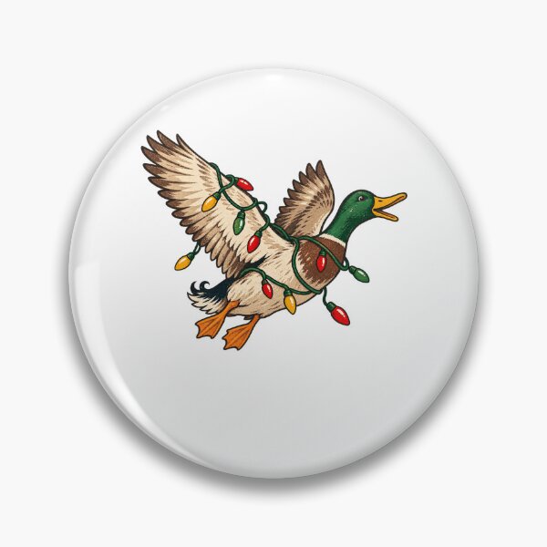 Item preview, Funny Christmas Mallard Duck Flying with Christmas Lights designed and sold by Kladhadredo.