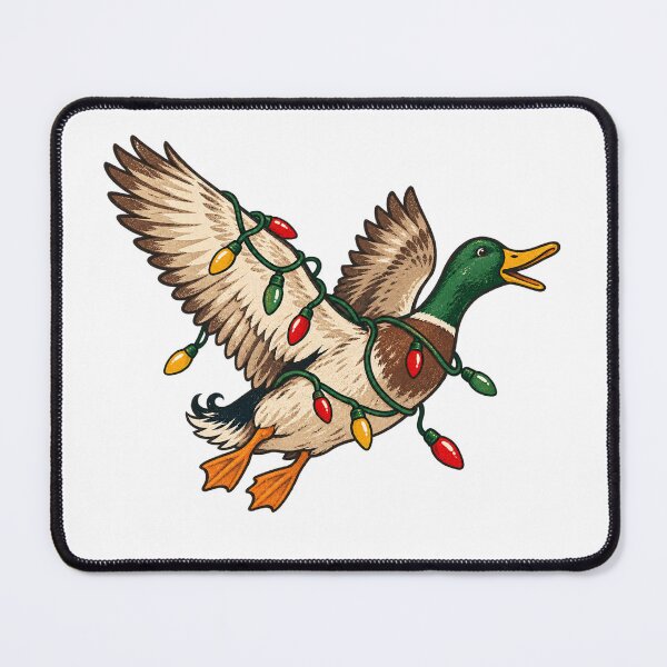 Item preview, Funny Christmas Mallard Duck Flying with Christmas Lights designed and sold by Kladhadredo.