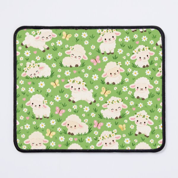 Item preview, Kawaii Lamb Spring Meadow Cute Seamless Pattern Print designed and sold by Inkworksbyshery.