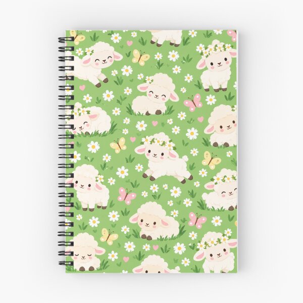 Item preview, Kawaii Lamb Spring Meadow Cute Seamless Pattern Print designed and sold by Inkworksbyshery.