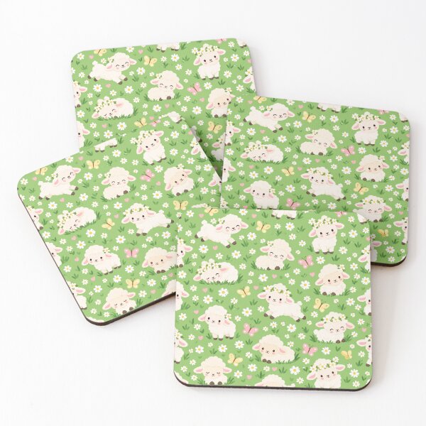 Item preview, Kawaii Lamb Spring Meadow Cute Seamless Pattern Print designed and sold by Inkworksbyshery.