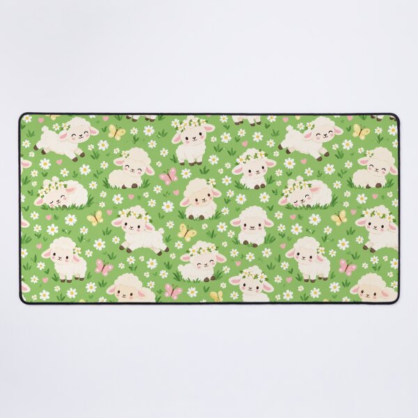 Item preview, Kawaii Lamb Spring Meadow Cute Seamless Pattern Print designed and sold by Inkworksbyshery.