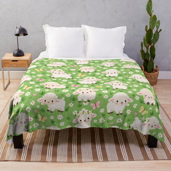 Item preview, Kawaii Lamb Spring Meadow Cute Seamless Pattern Print designed and sold by Inkworksbyshery.