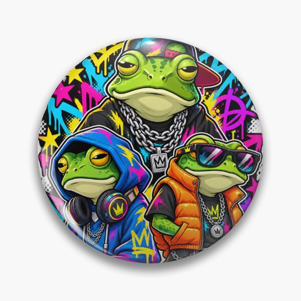 Item preview, Urban Frog Crew: Neon Graffiti Streetwear Trio designed and sold by ZayCreates.