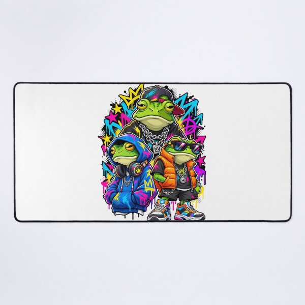 Item preview, Urban Frog Crew: Neon Graffiti Streetwear Trio designed and sold by ZayCreates.