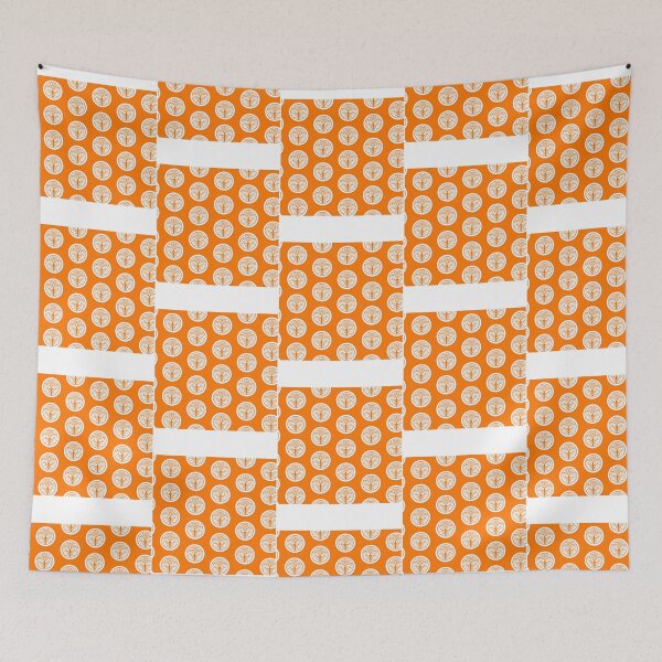 Item preview, Uesugi Kenshin Tobi-Suzume Crest Samurai Mon White Orange Tile  Japanese Crest designed and sold by konra-dmarek.