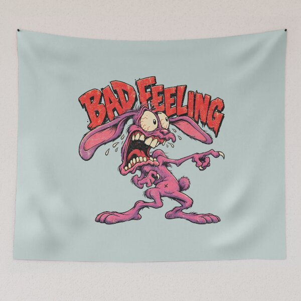 Item preview, Bad Feeling – Frazzled Pink Rabbit Monster designed and sold by AwesomeBeyondLimits.