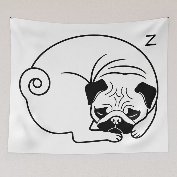 Item preview, Sleeping Pug Minimal Line Illustration designed and sold by Apex Designs.
