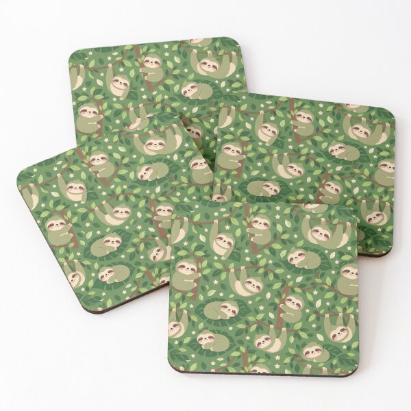 Item preview, Kawaii Sleeping Sloth Tree Cute Seamless Pattern Print designed and sold by Inkworksbyshery.