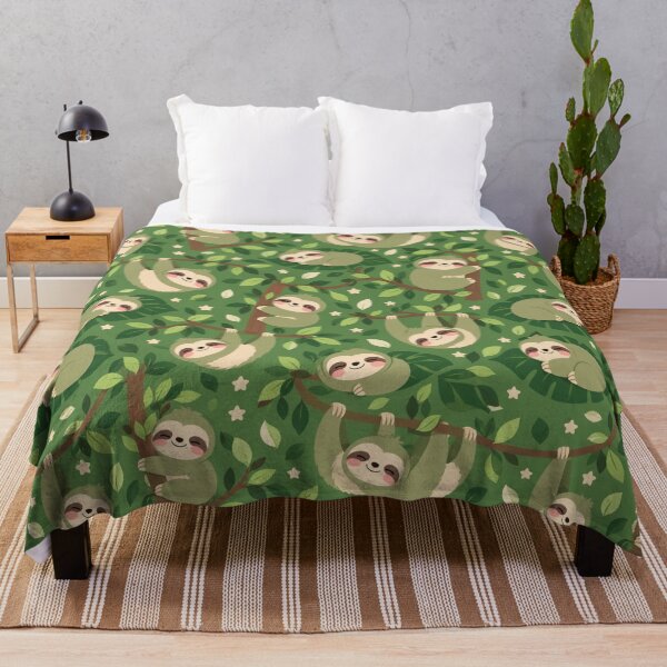 Item preview, Kawaii Sleeping Sloth Tree Cute Seamless Pattern Print designed and sold by Inkworksbyshery.