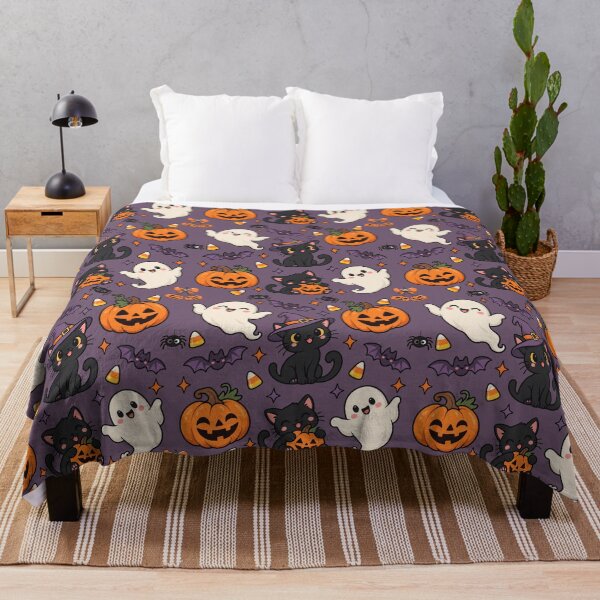 Item preview, Cute Halloween Black Cat Ghost Pattern designed and sold by HANG ON STUDIO .