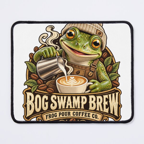 Item preview, Bog Swamp Brew Frog Barista – Vintage Latte Art Coffee Emblem designed and sold by ZayCreates.