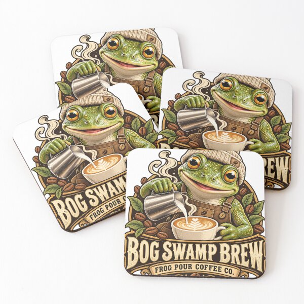 Item preview, Bog Swamp Brew Frog Barista – Vintage Latte Art Coffee Emblem designed and sold by ZayCreates.