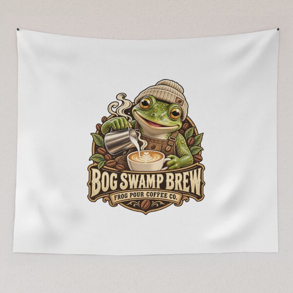 Item preview, Bog Swamp Brew Frog Barista – Vintage Latte Art Coffee Emblem designed and sold by ZayCreates.