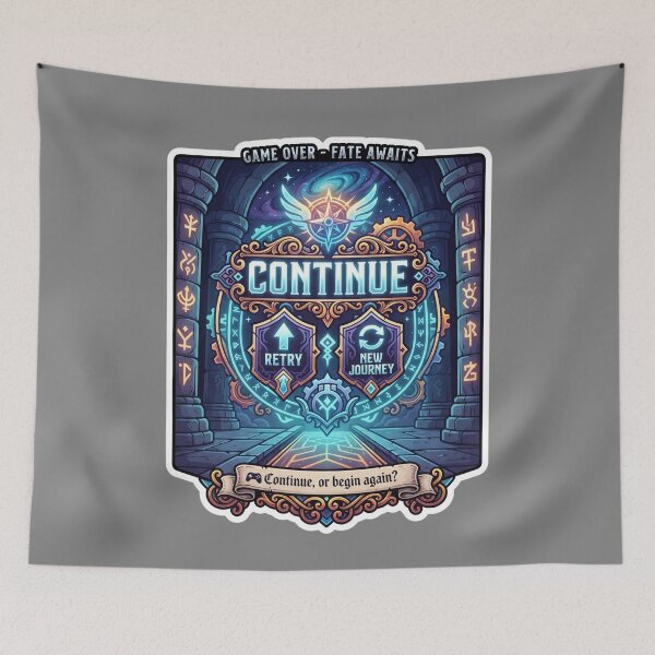 Item preview, Monumental Glowing Continue Screen Fantasy Chamber Art designed and sold by KhAIa Reeve Art Studio.