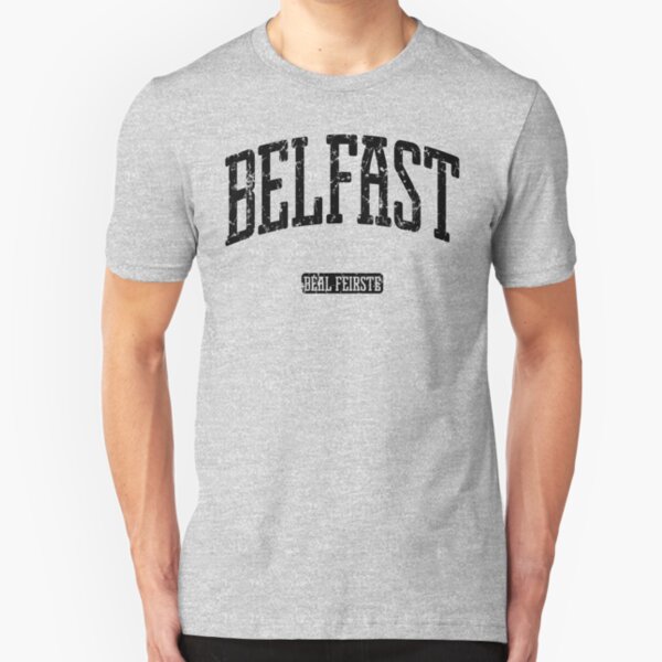 Belfast Northern Ireland (Black Print) Slim Fit T-Shirt