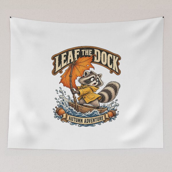 Item preview, Leaf the Dock – Raccoon Autumn Sailboat Adventure designed and sold by ZayCreates.