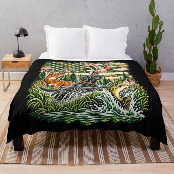 Item preview, Camo American Flag Labrador Deer Duck Bass Hunting Fishing designed and sold by ISTI-KIU-hu.