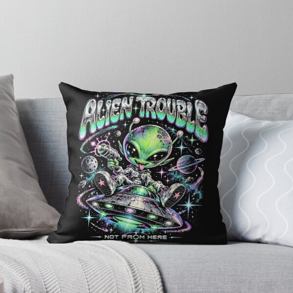 Item preview, Alien Trouble Cute Retro Sci Fi UFO Alien Art designed and sold by Highwayman1975.