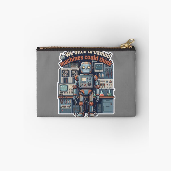 Item preview, Retro Brushed Metal Humanoid Robot Laboratory Illustration designed and sold by KhAIa Reeve Art Studio.