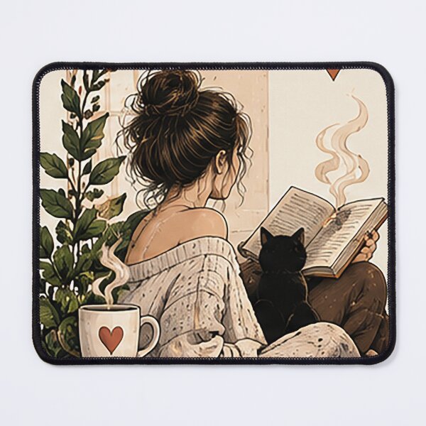 Item preview, Quiet Mind Happy Life – Cozy Book Lover Woman Reading Art designed and sold by Sara-Ai.