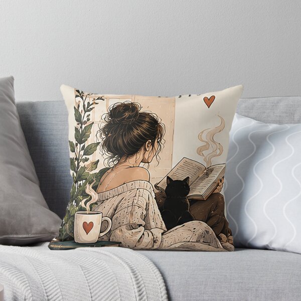 Item preview, Quiet Mind Happy Life – Cozy Book Lover Woman Reading Art designed and sold by Sara-Ai.