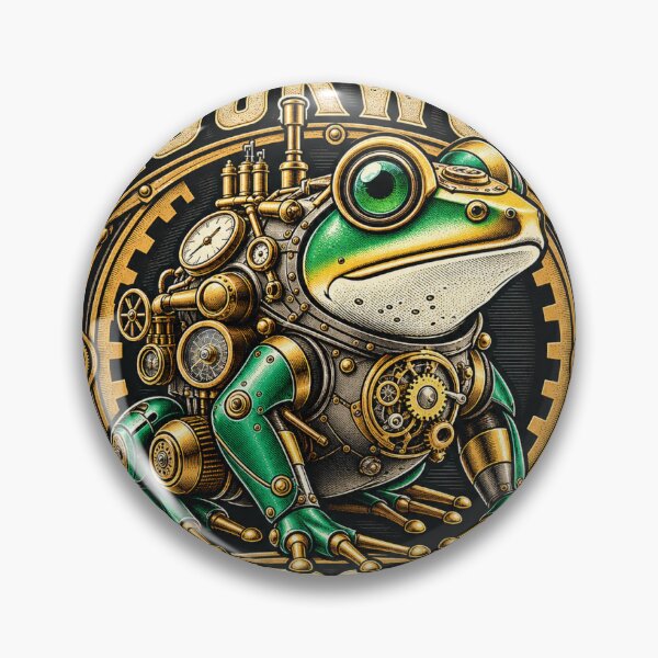 Item preview, Clockwork Frog Steampunk Mechanical Amphibian Emblem designed and sold by ZayCreates.