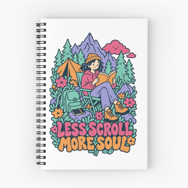 Item preview, Less Scroll More Soul - Book Lover Mountain Camping designed and sold by Summit Folk Studio.