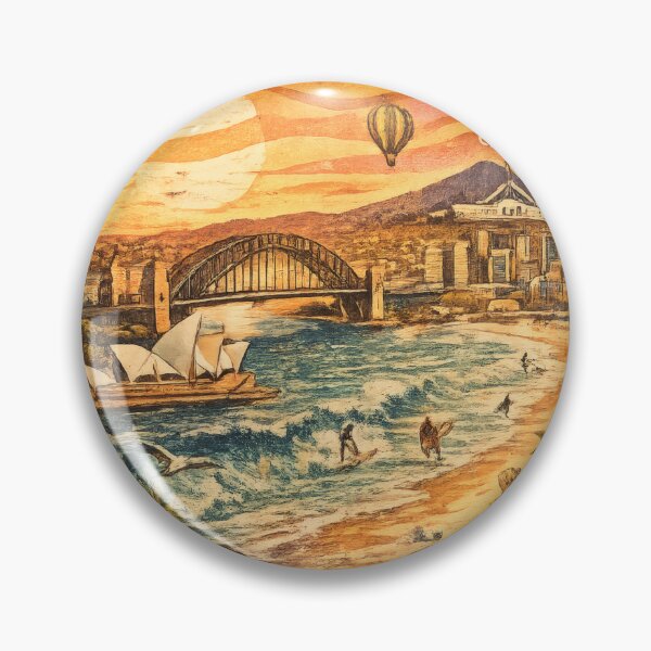 Item preview, Vintage Sydney Postage Stamp Illustration, Retro Australia Travel Poster Featuring Sydney Opera House, Harbour Bridge and Iconic Coastal Skyline, Nostalgic Australian Souvenir Wall Art designed and sold by PaintedPixels01.