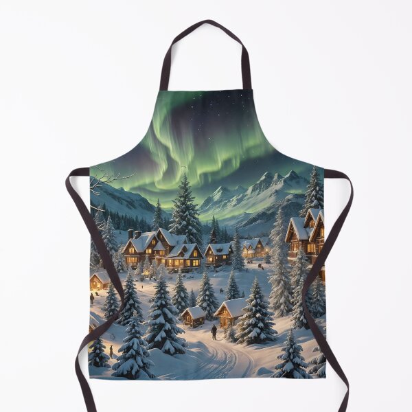 Item preview, Cozy Winter Village Under Northern Lights designed and sold by MarionsArt.