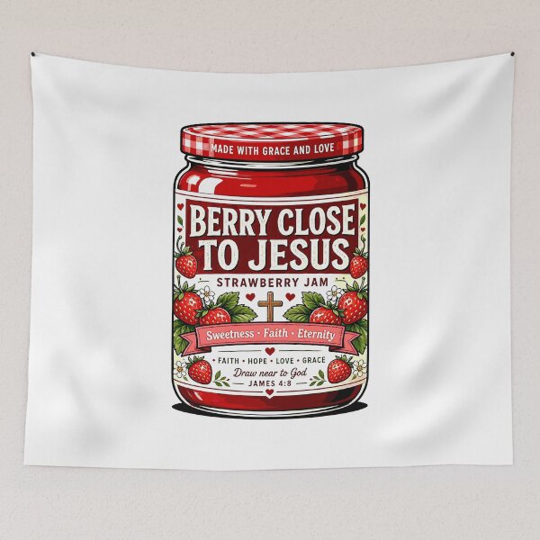 Item preview, Berry Close to Jesus Strawberry Jam – Cute Christian Faith designed and sold by plushism.