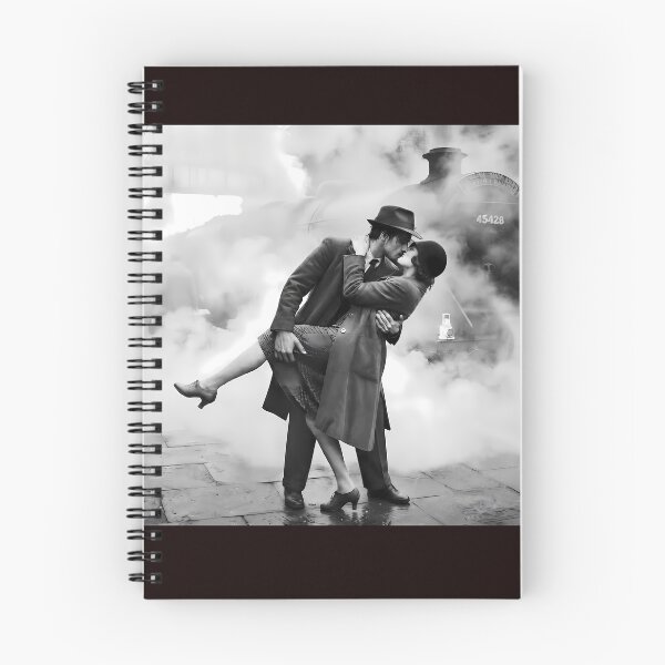 Item preview, Station Farewell Romance - Vintage Black and White Steam Train Station Kiss designed and sold by TeeBee1234.