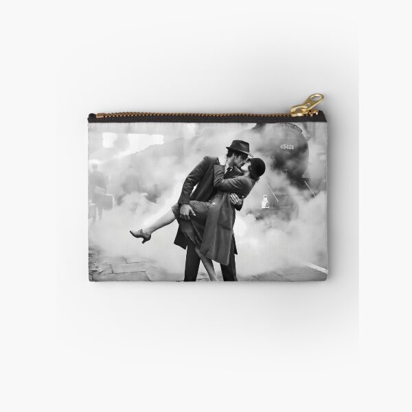 Item preview, Station Farewell Romance - Vintage Black and White Steam Train Station Kiss designed and sold by TeeBee1234.
