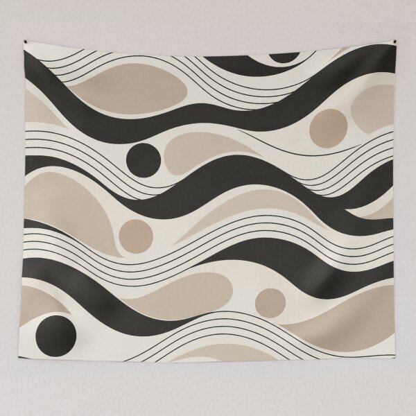 Item preview, Minimalist Organic Wavy Lines Neutral Abstract Seamless Pattern designed and sold by Shivora Studio.