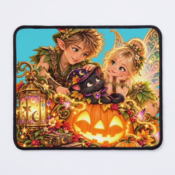 Item preview, Magical fairy world with pumpkin and cat designed and sold by AnjaSarahArt.