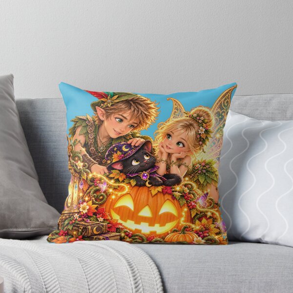 Item preview, Magical fairy world with pumpkin and cat designed and sold by AnjaSarahArt.